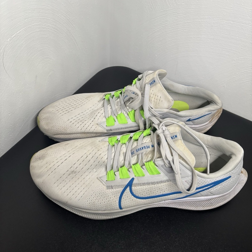 Nike Air Zoom Pegasus 38 Shoes Mens Size 13 White Blue Green Running CW7356-103 - Picture 3 of 8